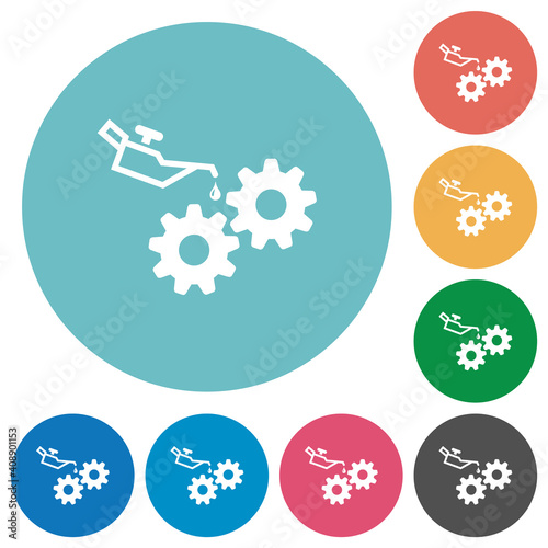 Oiler can and gears flat round icons