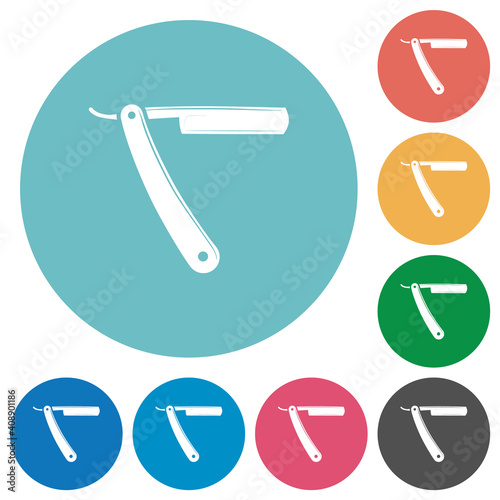 Straight razor flat round icons photo