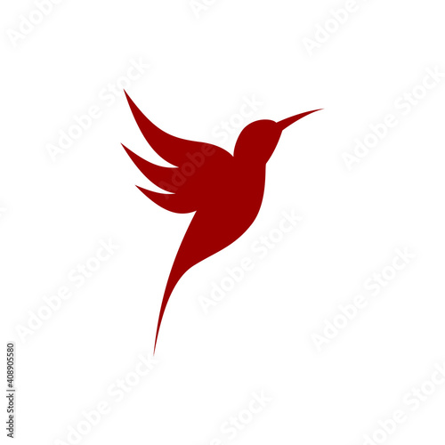 simple red hummingbird logo icon vector