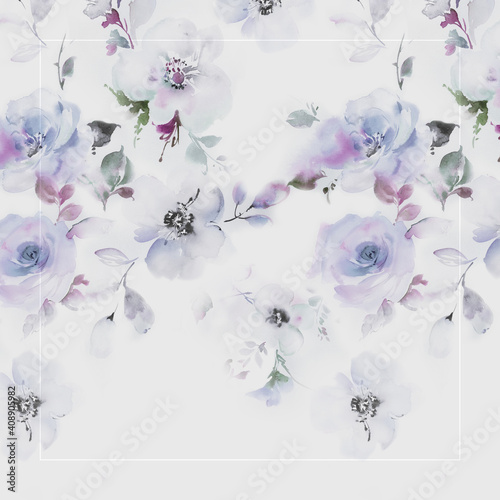 Flowers watercolor illustration.Manual composition.Big Set watercolor elements，Design for textile, wallpapers，Element for design,Greeting card