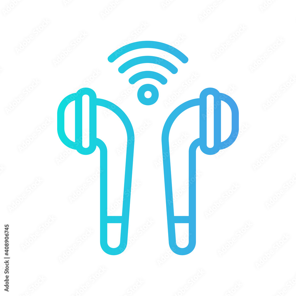 Earphone icon vector illustration in gradient style about internet of things for any projects Earphone icon vector illustration in gradient style about internet of things for any projects