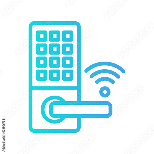 Smart lock icon vector illustration in gradient style about internet of things for any projects