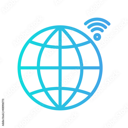 Globe icon vector illustration in gradient style about internet of things for any projects