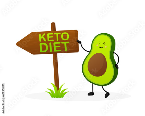 Keto diet concept in cartoon style. Isolated vector illustration. White background. Good diet.