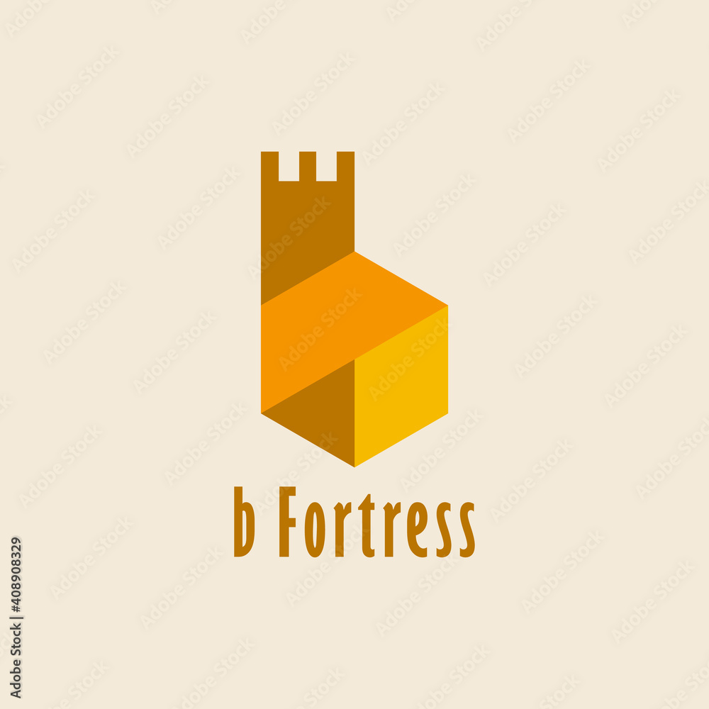 initial b fortress castle logo icon vector