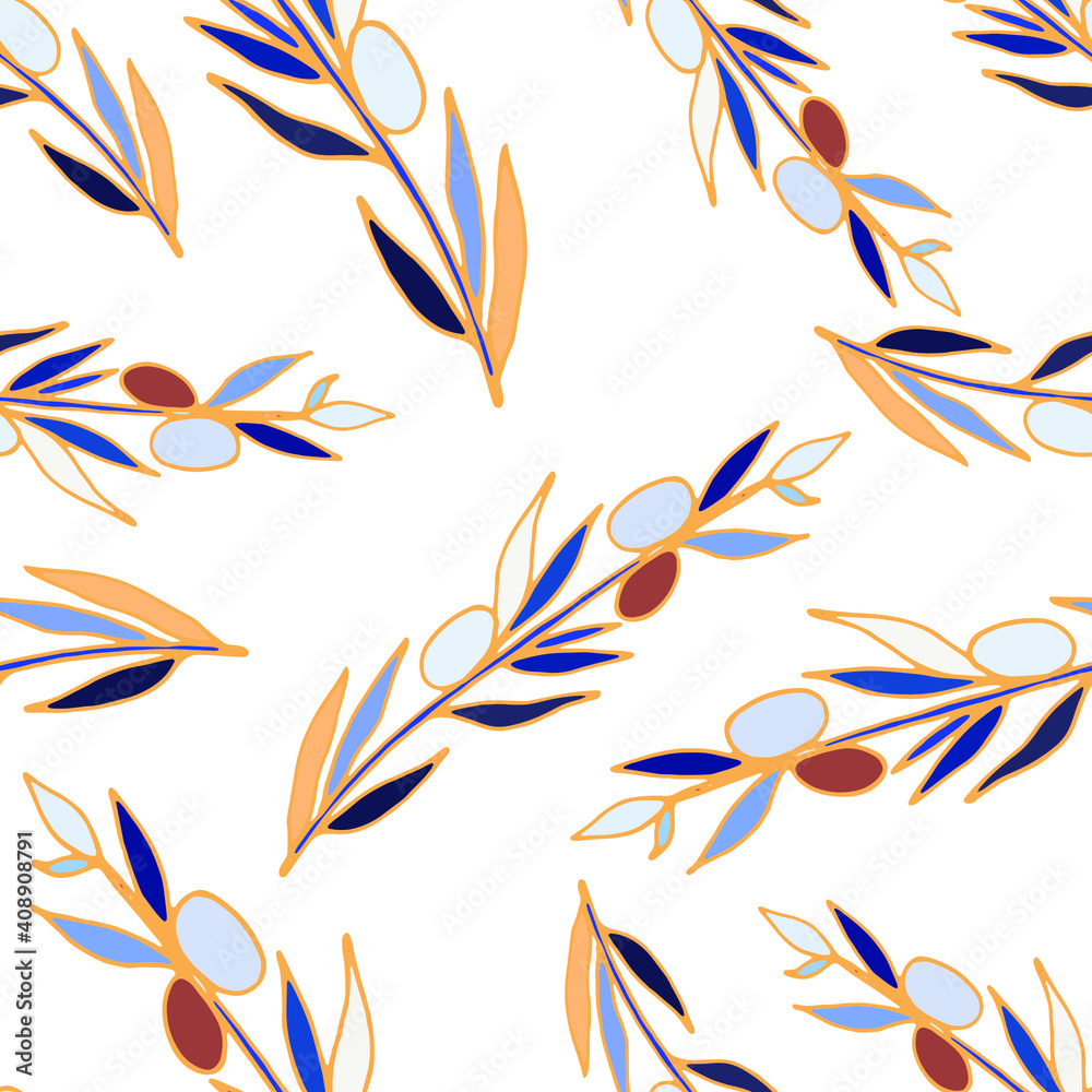 Trendy pattern with colorful flowers and leaves, great design for any purposes.Floral seamless pattern. Fabric print texture.