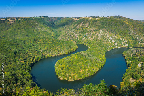 View on the Sioule river meander in Queuille, Auvergne (France) © Pernelle Voyage