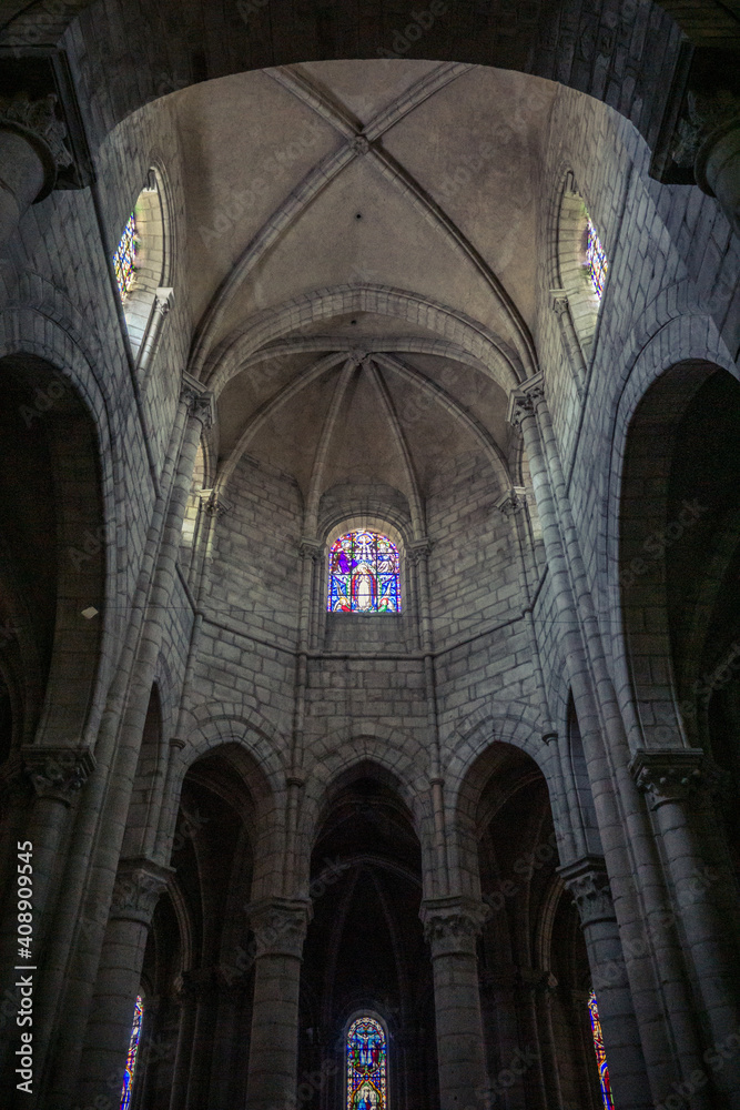 Inside the carolingian church of Ebreuil (Auvergne, France), a very rare example of this medieval architecture style