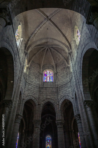 Inside the carolingian church of Ebreuil  Auvergne  France   a very rare example of this medieval architecture style