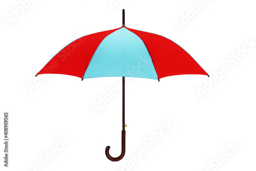 Red and blue umbrella on white with clipping path