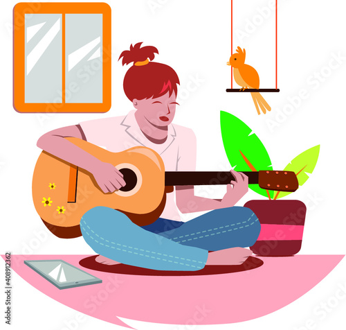 woman playing guitar
