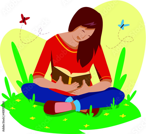 woman reading in nature