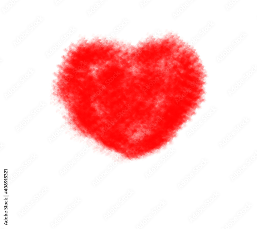 Red heart in the center of the image, with a white background. gift card for February 14, valentine's day.