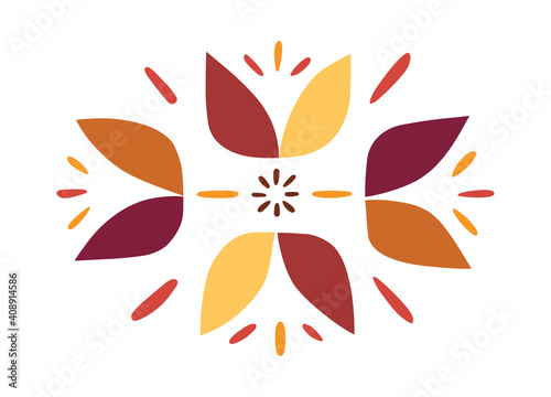 Orange and red vintage illustration flowers