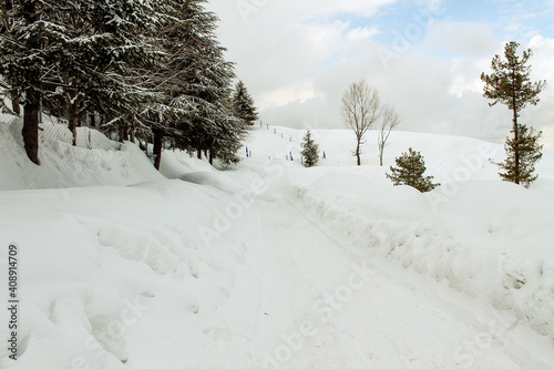 Beautiful shot of the Malam Jabba and Kalam Swat scenery landscape in Pakistan photo