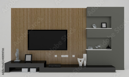 3D rendering of the modernized home entertainment center