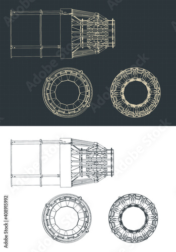 Thrust vector control nozzle blueprints