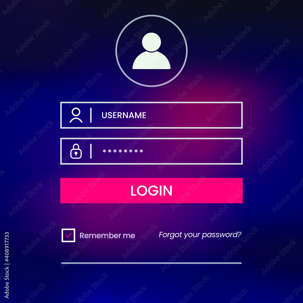 Colorful creative login form. Login form page. Website ui vector elements. Eps10 vector illustration