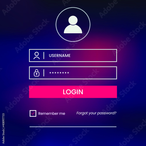Colorful creative login form. Login form page. Website ui vector elements. Eps10 vector illustration