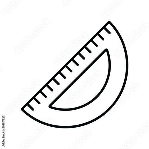 semicircle ruler icon, office stationery vector