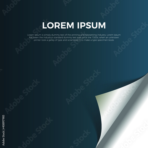 Vector black paper with realistic page curl. Copy space for image or text. Eps10 vector illustration
