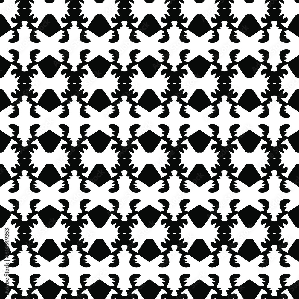 Geometric vector pattern with triangular elements. Seamless abstract ornament for wallpapers and backgrounds. Black and white colors. Geometric vector pattern with triangular elements. Seamless abstract ornament for wallpapers and backgrounds. Black and white colors.