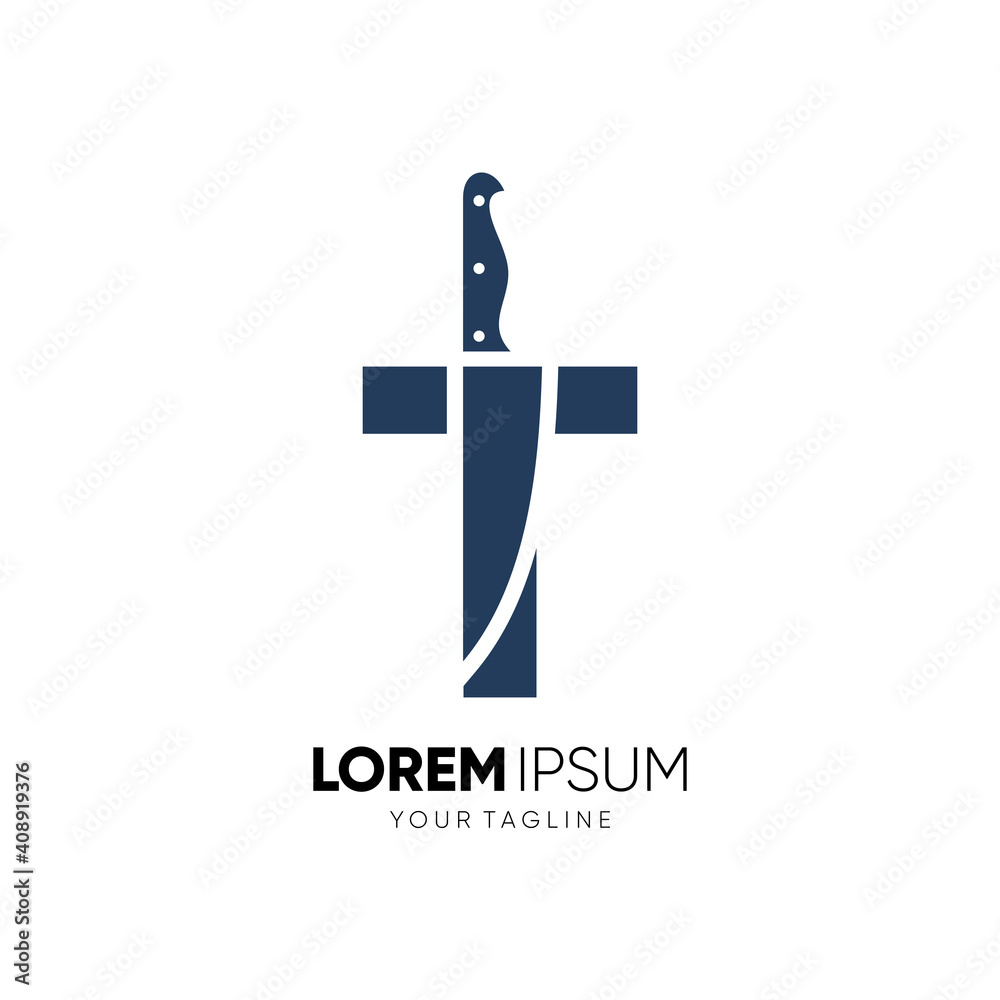 Obraz premium Letter T Knife Logo Design Vector 