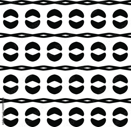 Geometric vector pattern with triangular elements. Seamless abstract ornament for wallpapers and backgrounds. Black and white colors.
