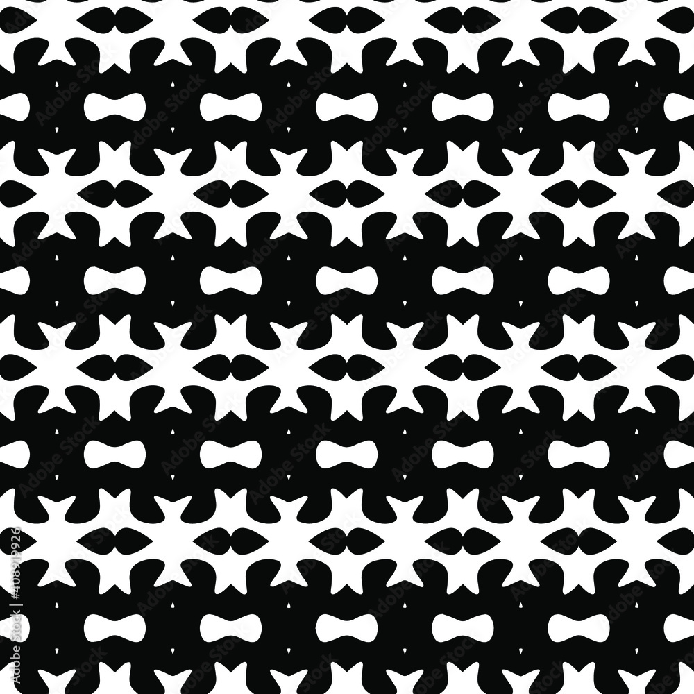 Geometric vector pattern with triangular elements. Seamless abstract ornament for wallpapers and backgrounds. Black and white colors.
Geometric vector pattern with triangular elements. Seamless abstract ornament for wallpapers and backgrounds. Black and white colors.