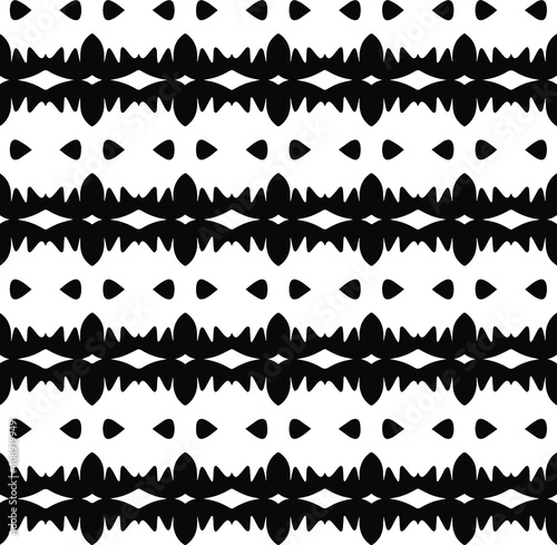 Geometric vector pattern with triangular elements. Seamless abstract ornament for wallpapers and backgrounds. Black and white colors.
