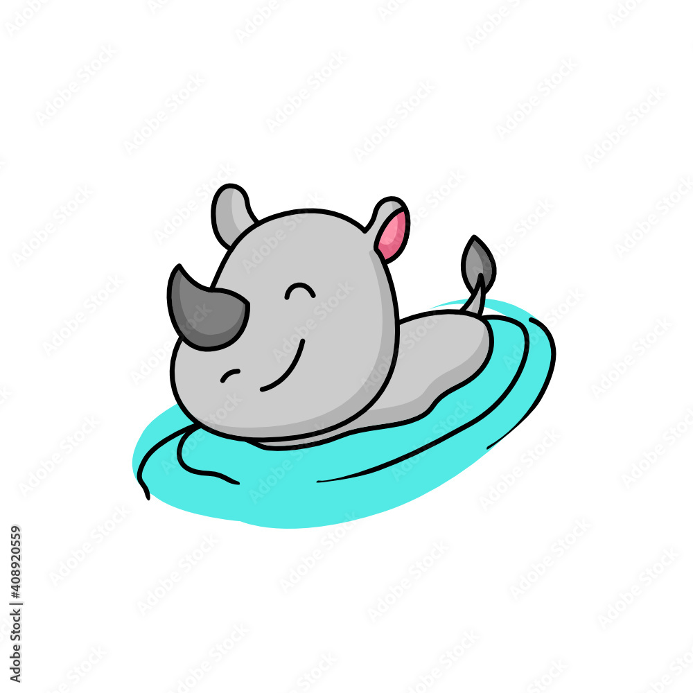 Naklejka premium Cute baby hippo mascot logo design