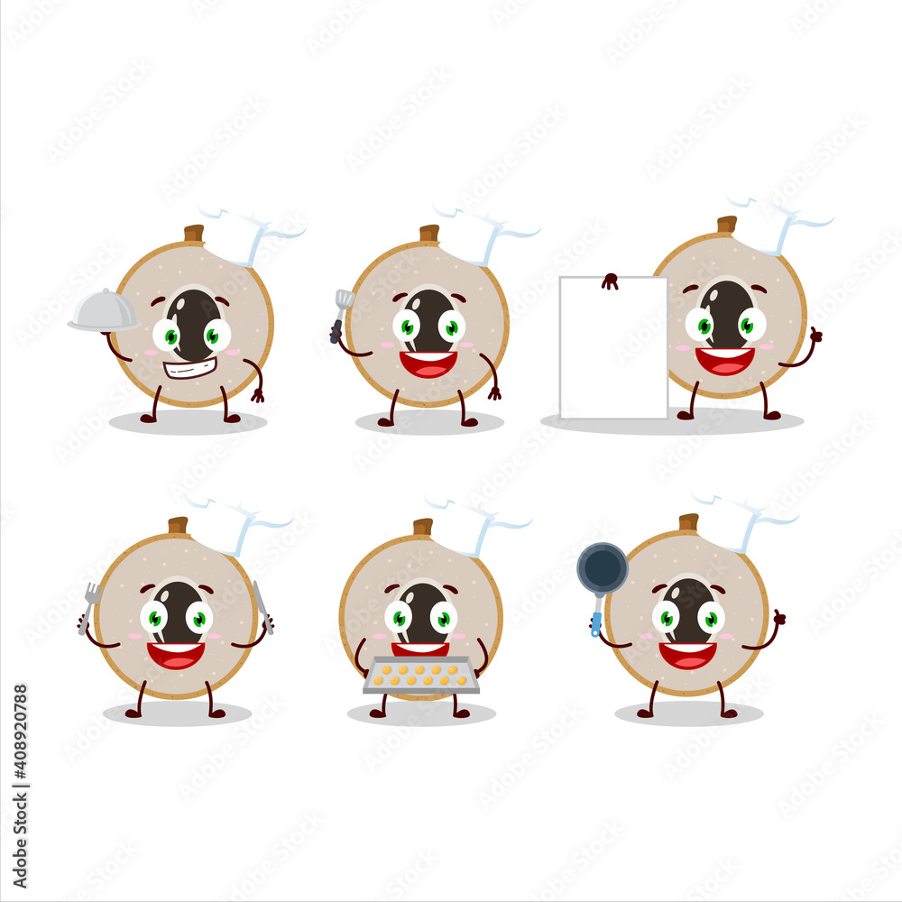 Cartoon character of slice of longan with various chef emoticons Cartoon character of slice of longan with various chef emoticons