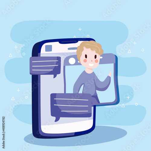 smartphone website video call social media cartoon