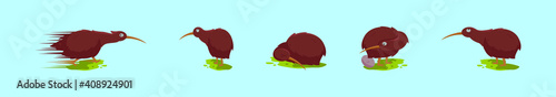 set of kiwi birds cartoon icon design template with various models. vector illustration isolated on blue background