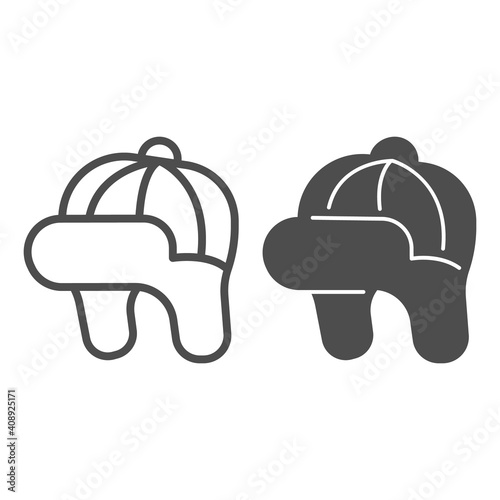 Warm hat with earflaps line and solid icon, Winter season concept, Winter hat sign on white background, Ear flap hat icon in outline style for mobile concept and web design. Vector graphics.