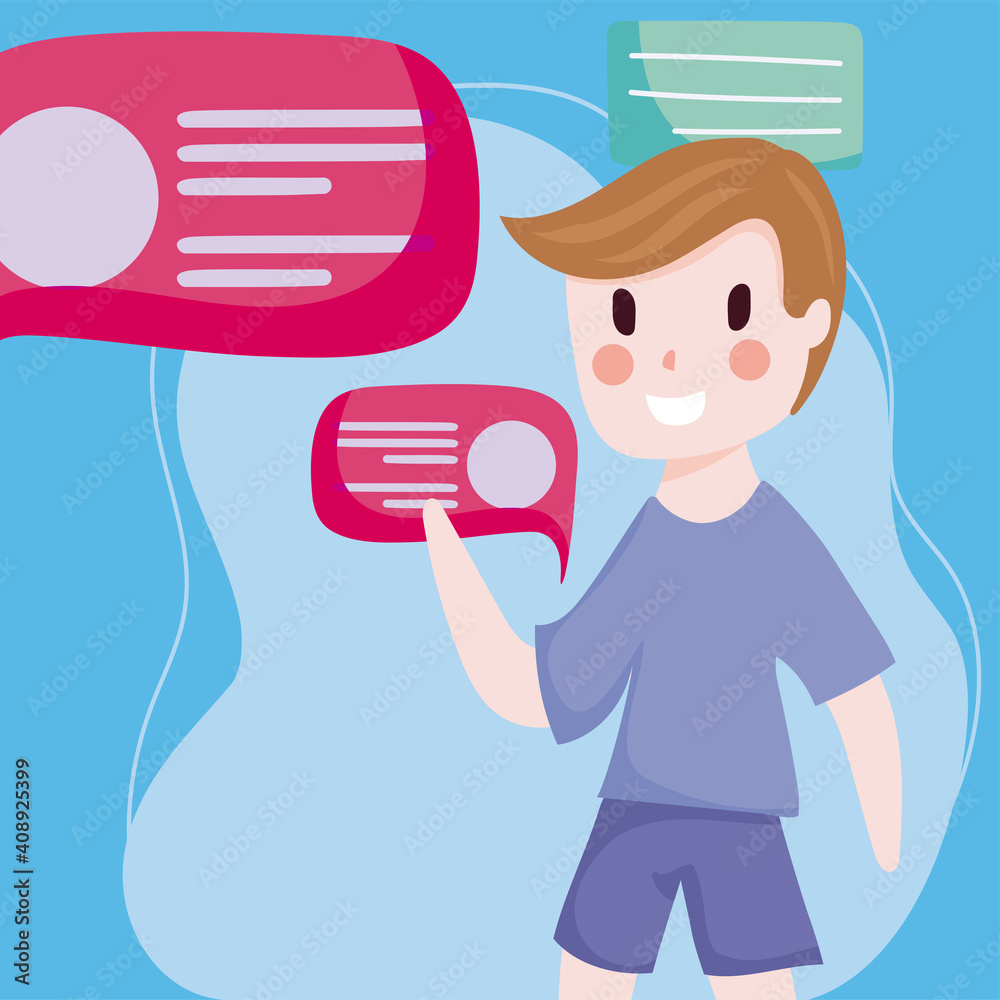boy speech bubbles social media cartoon boy speech bubbles social media cartoon