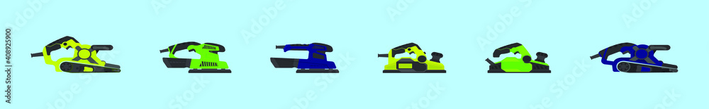 set of pneumatic cartoon icon design template with various models. vector illustration isolated on blue background set of pneumatic cartoon icon design template with various models. vector illustration isolated on blue background