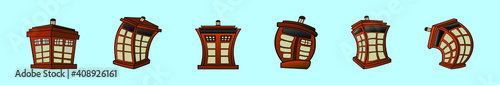 Fotografia set of tardis police phone box cartoon icon design template with various models