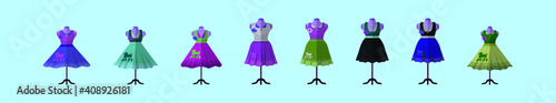 set of poodle skirts cartoon icon design template with various models. vector illustration isolated on blue background