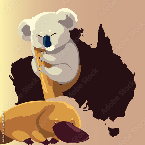 platypus and koala map australian animal wildlife