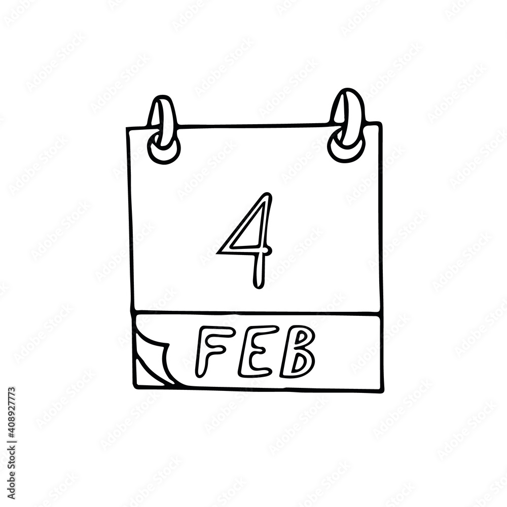 calendar hand drawn in doodle style. February 4. World Cancer Day, National Homemade Soup, date. icon, sticker, element, design. planning, business holiday calendar hand drawn in doodle style. February 4. World Cancer Day, National Homemade Soup, date. icon, sticker, element, design. planning, business holiday
