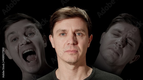 Foto Bipolar personality disorder - Face of young adult man