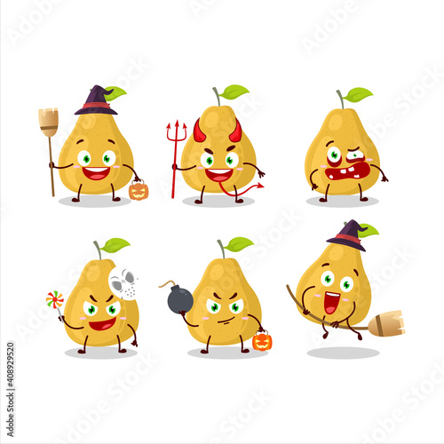 Halloween expression emoticons with cartoon character of pomelo