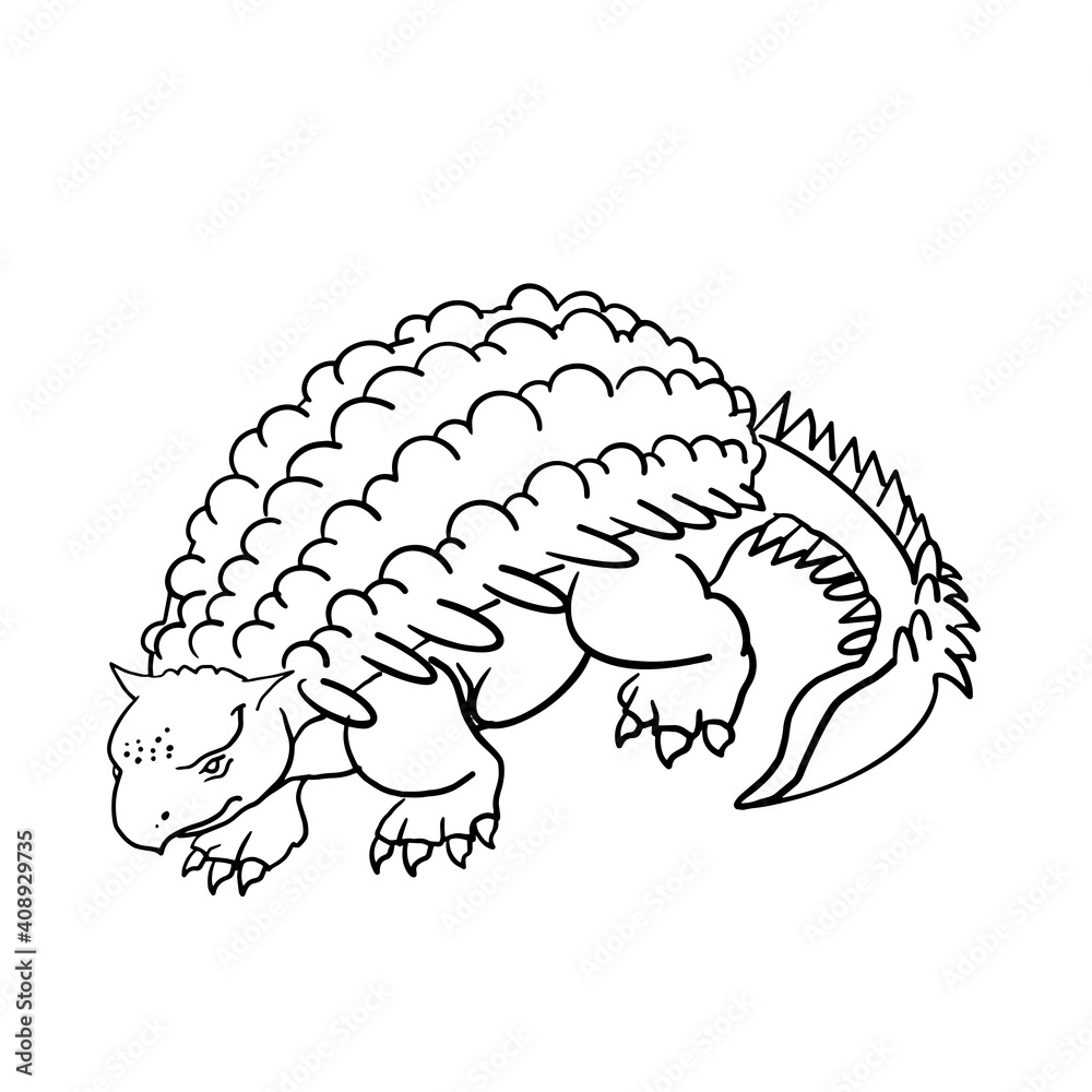 ANQUILOSSAURO. prehistoric dinosaurs. Fossil animals in contour style ANQUILOSSAURO. prehistoric dinosaurs. Fossil animals in contour style