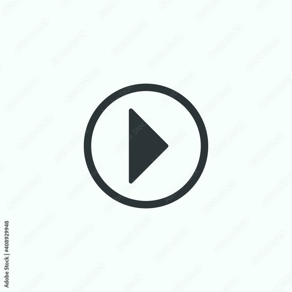 Play button icon in trendy flat style isolated on grey background. Play symbol for your web site design, logo, app, UI. Vector illustration Play button icon in trendy flat style isolated on grey background. Play symbol for your web site design, logo, app, UI. Vector illustration