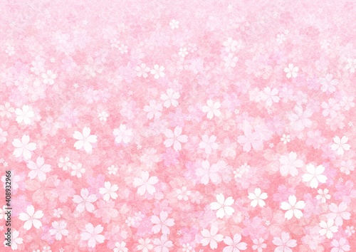 桜の花が一面に咲く和紙背景  vol.10