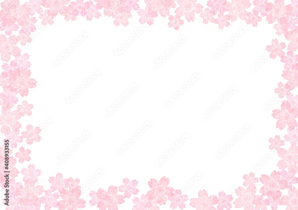余白がある桜の花の和紙背景 no.08