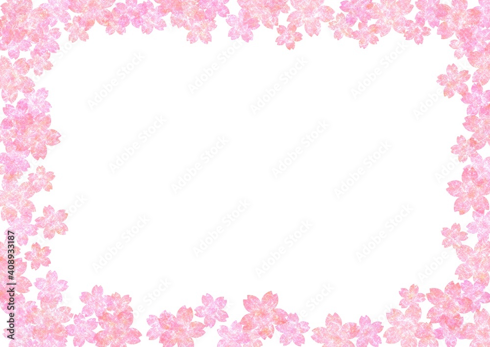 余白がある桜の花の和紙背景 no.07