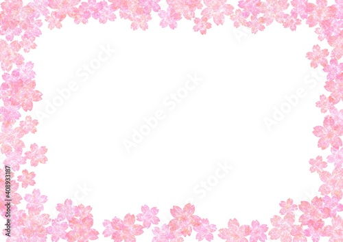 余白がある桜の花の和紙背景 no.07 © tota
