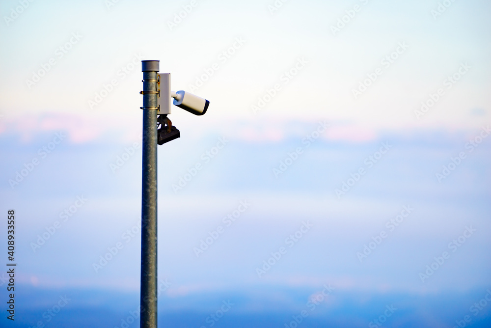 Security video camera against sky. Security video camera against sky.